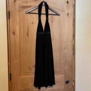 Express LBD with halter neck and beaded trim